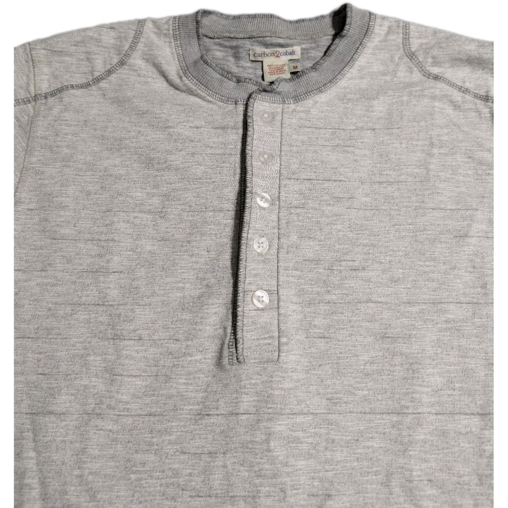 Carbon2Cobalt Thermal Henley Shirt Mens Medium Gray Long Sleeve Elbow Patch - Picture 7 of 8